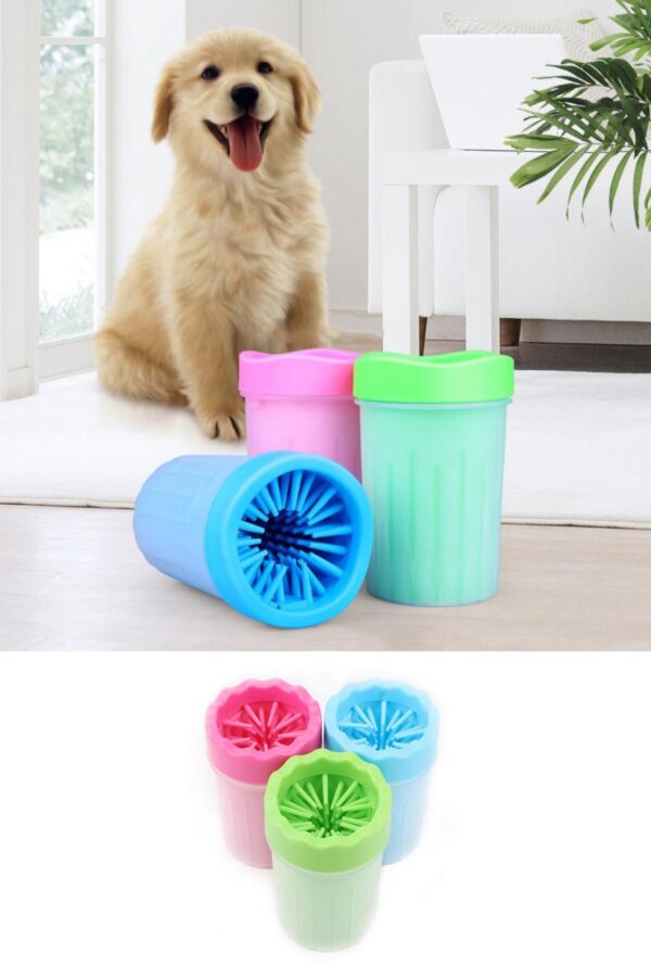 Pati Ayak Yıkama Kovası Silikon Jel Fırçalı Kedi Köpek  (Küçük) (K0)
