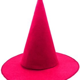 Pembe Fuşya Renk Keçe Cadı Şapkası Yetişkin Çocuk Uyumlu 35x38 Cm