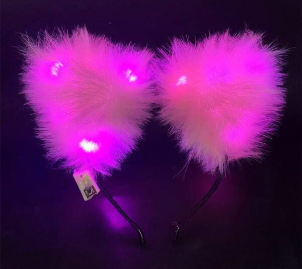 Pembe Peluşlu Pofuduk Led Işıklı Lüks Parti Tacı 20x18 cm (K0)