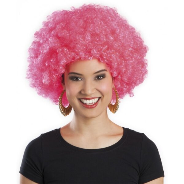 Pembe Renk Kıvırcık Afro Bonus Peruk (K0)
