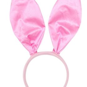 Pembe Renk Saten Kaplama Şekil Verilebilir Tavşan Kulak Taç 35x11 cm (K0)