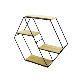PETEK - 4 KATLI METAL İSKELETLİ - AHŞAP RAFLI  DEKORATİF RAF  60 X 14 X 53 Cm (K0)