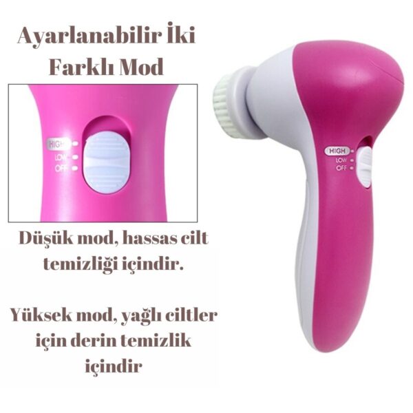 Pilli Yüz Cilt Temizleme Cihazı Siyah Nokta Peeling Fırça Seti Vücut Yüz Bakımı Masaj Aleti 5 in 1 (K0) - Görsel 5