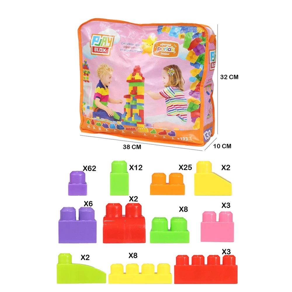 Play Blox Yapı Oyuncakları 133 Parça Çantalı Parlak Renkler Mega Blok Seti 2984 - Görsel 2