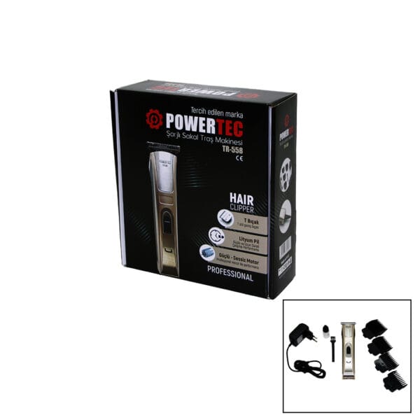 POWERTEC TR-558 ŞARJLI SAÇ SAKAL ENSE ÇİZİM TRAŞ MAKİNESİ T BIÇAK (K0)