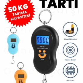 Pratik Pilli Dijital Bagaj Bavul Valiz Ağırlık Ölçme Tartısı, 50 KG Tartma Kapasitesi, Piller Hediye