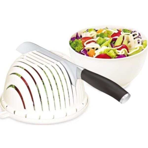Pratik Salata Yapma Kasesi Kolay Salata Yapma Aparatı Tabağı (K0) - Görsel 3