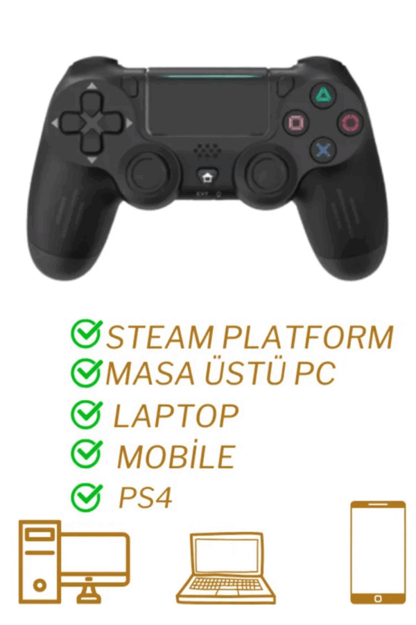 Ps4 Kol Wireless Bt Kablosuz Oyun Kolu Ps4 Joystick Tablet Telefon Pc Uyumlu Titreşimli Oyun Kolu - Görsel 2
