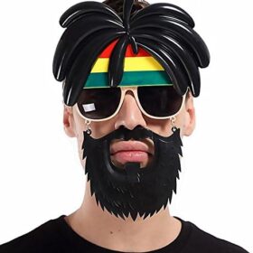 Rasta Peruklu Rasta Sakallı Bob Marley Bıyıklı Parti Gözlüğü 27x18 cm (K0)