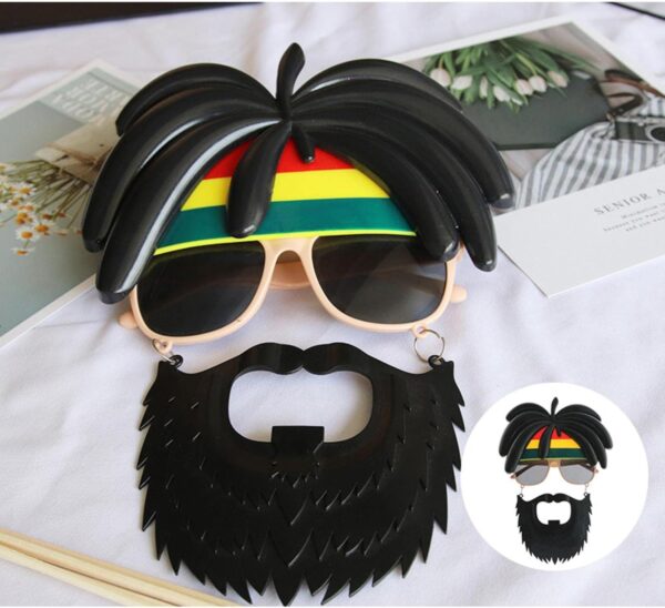Rasta Peruklu Rasta Sakallı Bob Marley Bıyıklı Parti Gözlüğü 27x18 cm (K0) - Görsel 4