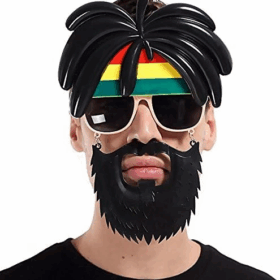 Rasta Peruklu Rasta Sakallı Bob Marley Bıyıklı Parti Gözlüğü 27x18 Cm