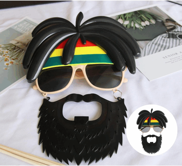 Rasta Peruklu Rasta Sakallı Bob Marley Bıyıklı Parti Gözlüğü 27x18 Cm - Görsel 4