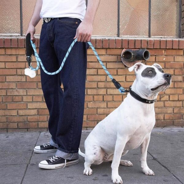 Reflektörlü Fosforlu Köpek Gezdirme Halatı Tasma Kayışı Metal Kancalı 130 cm (K0) - Görsel 5