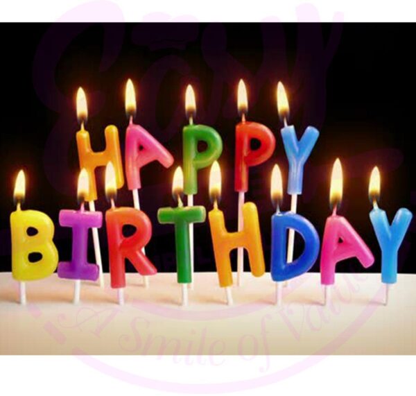 Rengarenk Happy Birthday Yazılabilen Doğum Günü Mumu (K0)