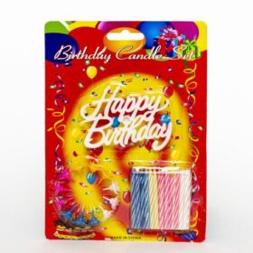 Rengarenk Mumlu Beyaz Happy Birthday Yazılı Doğum Günü Mumu 12 Adet (K0)