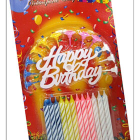 Rengarenk Mumlu Beyaz Happy Birthday Yazılı Doğum Günü Mumu 12 Adet (K0)