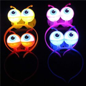 Rengarenk 3 Farklı Fonksiyonda Yanan Led Işıklı Uzaylı Göz Taç 1 Adet 18x12 cm (K0)