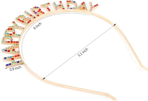 Rengarenk Kristal Taşlı Ekstra Lüks Gümüş Kaplama Happy Birthday Taç 16x17 cm (K0) - Görsel 3