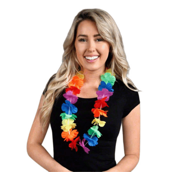 Hawaii Çiçekli Boyun Kolyesi - Renkli Tropikal Parti Leisi - Görsel 5