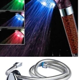 Renk Değiştiren Led Işıklı Duş Başlığı Seti- Hortum Askı Seti (Pilsiz- Elektriksiz) (K0)