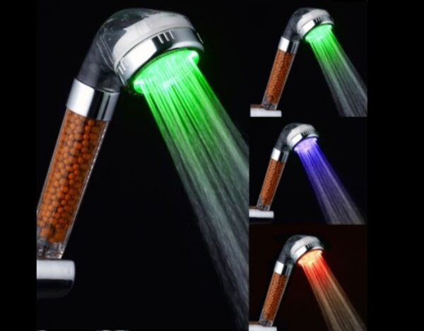 Renk Değiştiren Led Işıklı Duş Başlığı Seti- Hortum Askı Seti (Pilsiz- Elektriksiz) (K0) - Görsel 5