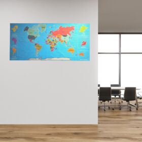 Renkli Atlas Dünya Haritası Manyetik Yapıştırıcı Gerektirmeyen Duvar Stickerı 118 CM * 56 CM (K0)