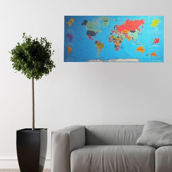 Renkli Atlas Dünya Haritası Manyetik Yapıştırıcı Gerektirmeyen Duvar Stickerı 118 CM * 56 CM (K0) - Görsel 3