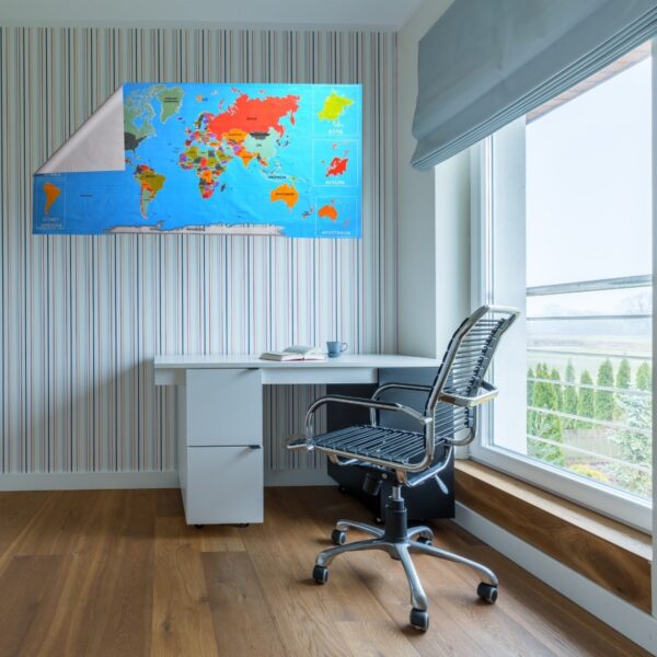 Renkli Atlas Dünya Haritası Manyetik Yapıştırıcı Gerektirmeyen Duvar Stickerı 118 CM * 56 CM (K0) - Görsel 5