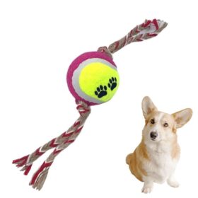 Renkli Halat Ve Tenis Toplu Yumaklı Köpek Çekiştirme Halat Oyuncağı (K0)