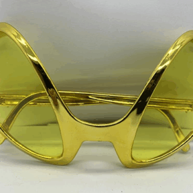 Retro Gözlük - 80 Li 90 Lı Yıllar Parti Gözlüğü Gold Renk 8x13 Cm