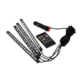RGB LED 12X4 LEDLİ ARABA İÇİ YAPIŞKANLI KUMANDALI LED ÇAKMAKLIK GİRİŞLİ (K0)