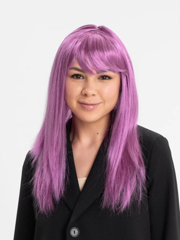 Rose Pembe Renk Düz Kesim Uzun Parti Peruğu Takma Saç (K0)