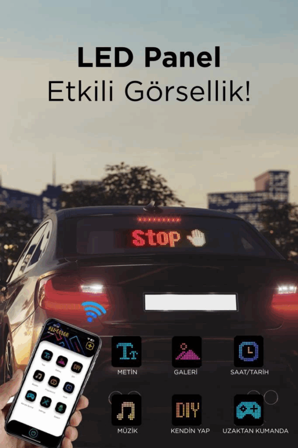 Rp1259 Led Matrix Panel 16x96cm Telefon Kontrollü Kayar Led Animasyon Aydınlatma - Görsel 3