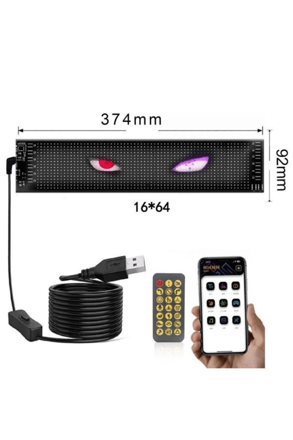 Rp937 Led Matrix Panel 16x64cm Telefon Kontrollü Kayar Led Animasyon Aydınlatma - Görsel 5