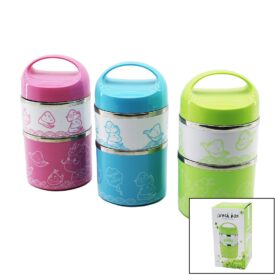 SABİT KULPLU - RESİMLİ - RENKLİ   2Lİ  SEFER TASI - SAKLAMA KABI 930ML (K0)