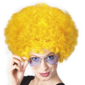 Sarı Renk Kıvırcık Afro Bonus Peruk (K0)