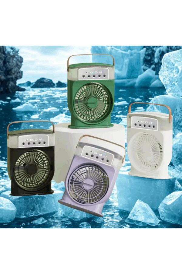 Şarjlı 600 Ml Su Hazneli Taşınabilir Masaüstü Vanilatör  Güçlü Fan Ve 2000 Mah Pil Beyaz - Görsel 5