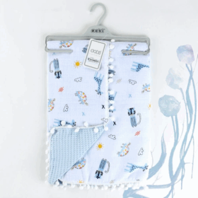 Sebi Bebe Ponponlu Çift Katlı Müslin Bebe Battaniye 9212