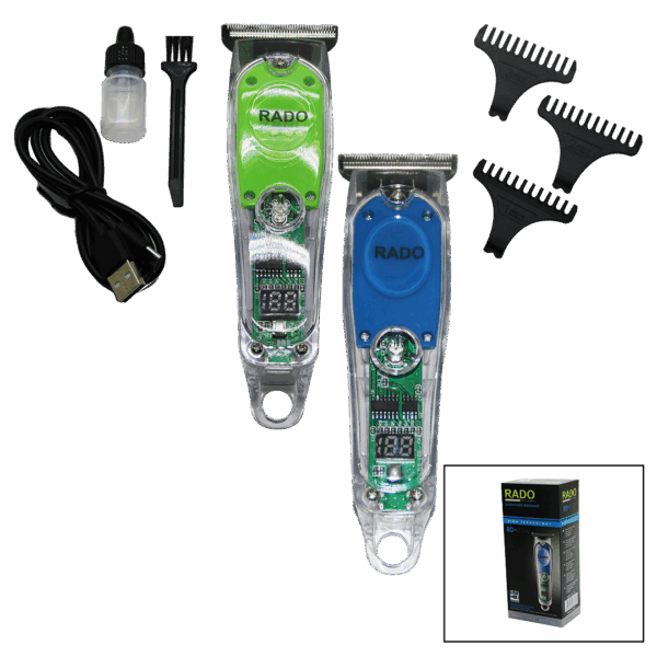 ŞEFFAF GÖVDE 2 KADEMELİ TURBO - LED GÖSTERGELİ USB ŞARJLI SAÇ SAKAL TRAŞ MAKİNESİ RD-3706 (K0)