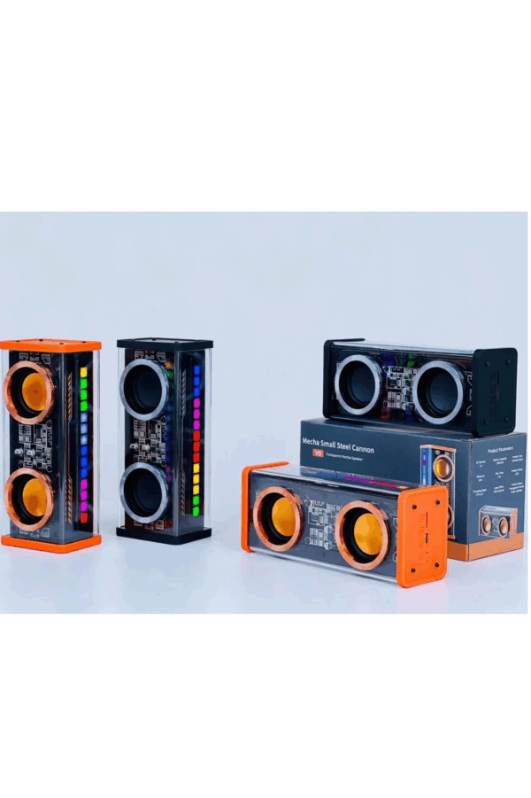 Şeffaf Mecha Müzik Tws Stereo Rgb İşıklı Hoparlör Kablosuz Bluetooth 5.0 Taşınabilir Hoparlör V9 - Görsel 5
