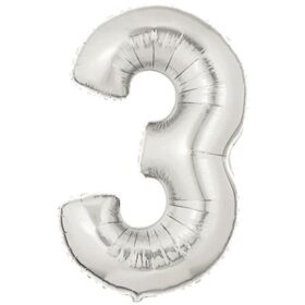 Şekilli Supershape Silver Rakam Folyo Balon 3 Numara (K0)