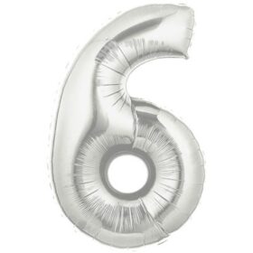 Şekilli Supershape Silver Rakam Folyo Balon 6 Numara (K0)