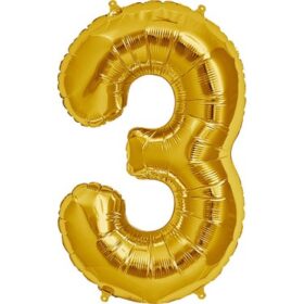 Şekilli Supershape Gold Rakam Folyo Balon 3 Numara (K0)