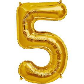 Şekilli Supershape Gold Rakam Folyo Balon 5 Numara (K0)