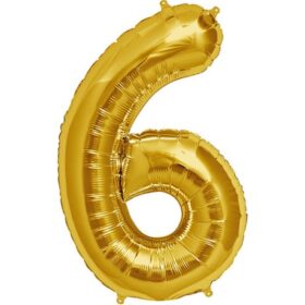 Şekilli Supershape Gold Rakam Folyo Balon 6 Numara (K0)