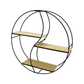 SEMBOL - YUVARLAK 3 KATLI METAL DEKORATİF DUVAR RAF 60 x 14 x 60 cm (K0)