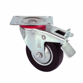 Servis Tekeri - Tablalı Frenli Siyah Döner - Çap 80 Mm