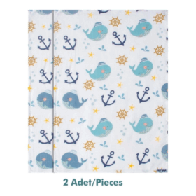 Sevi Bebe Desenli Müslin Çok Amaçlı Bez 50x70 2 Adet ART-328 Balık Desen