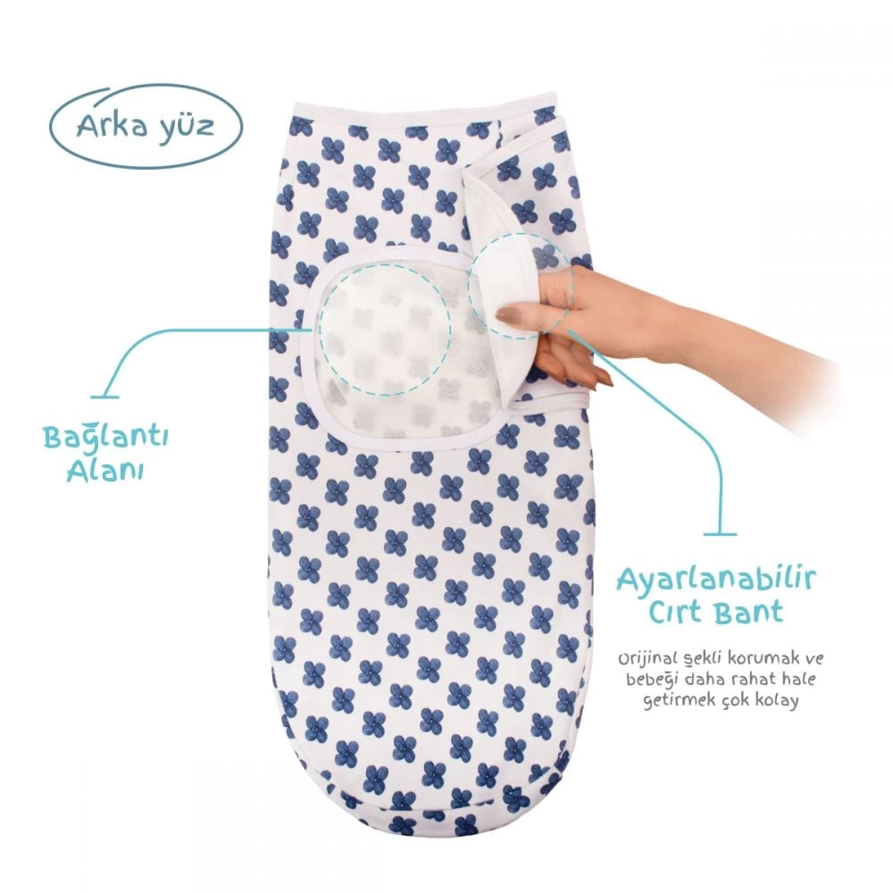 Sevi Bebe İnterlok Bebe Kundak ART-118 Mavi Çizgili - Görsel 2