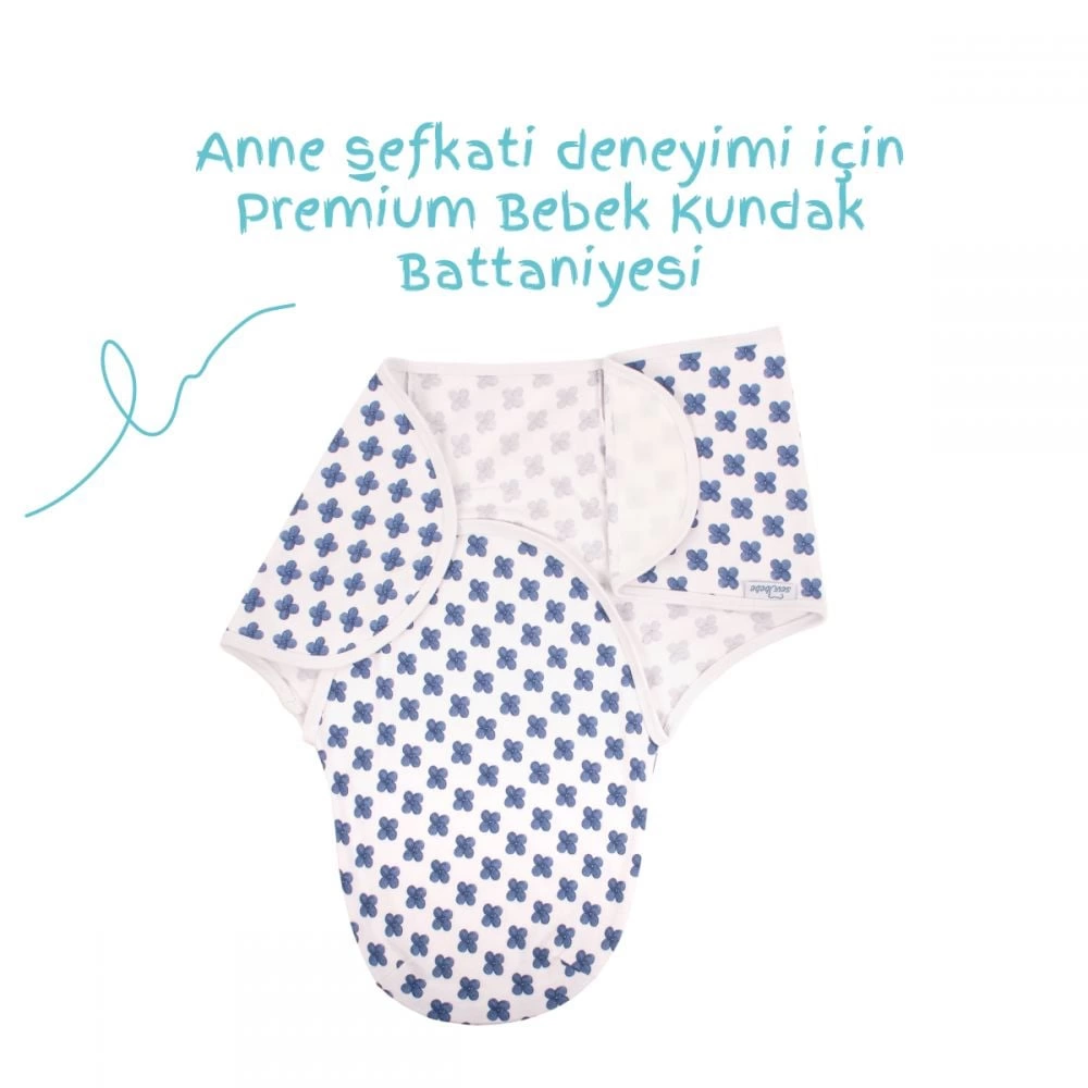 Sevi Bebe İnterlok Bebe Kundak ART-118 Mavi Çizgili - Görsel 3